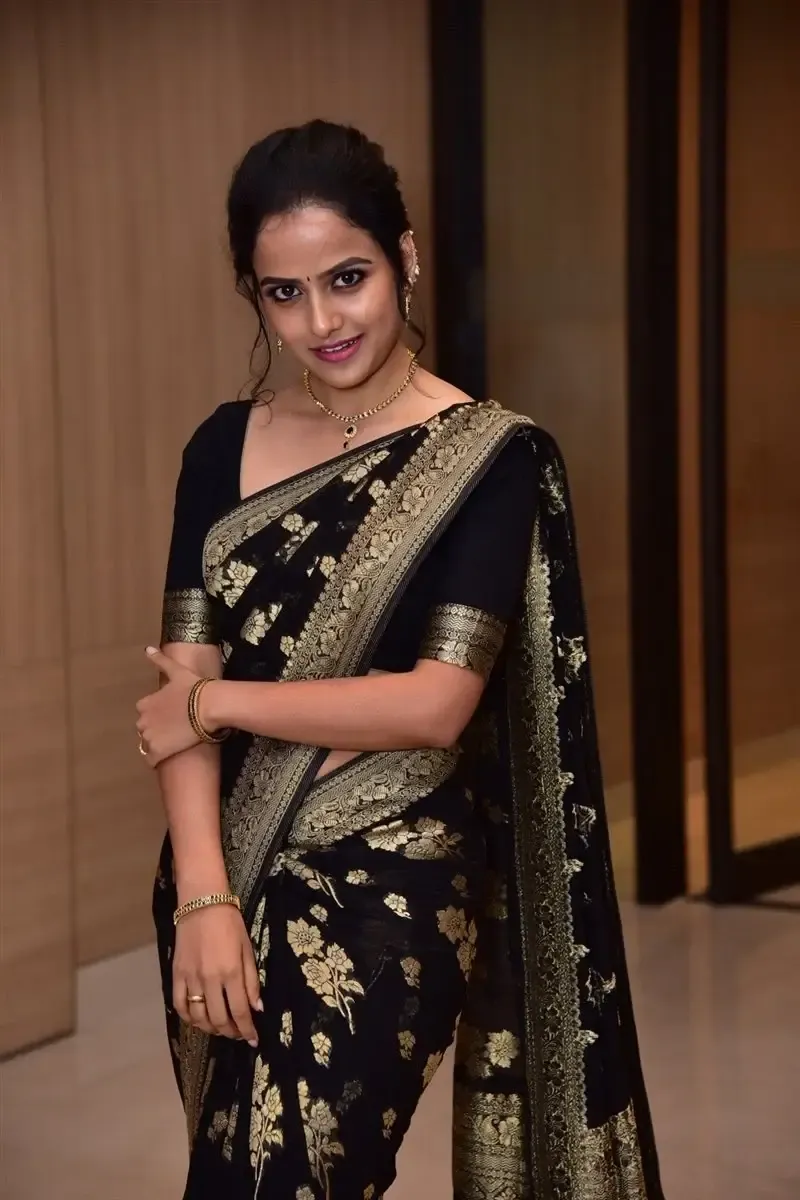 Actress Vaishnavi Chaitanya in Black Saree at Baby Movie Celebrations